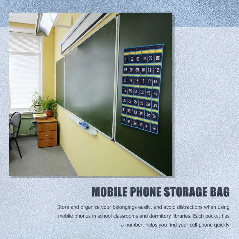 Pockets Chart Cell Phone Hanging Organizer Hanging Storage Bag For Classroom Calculator Mobile Phone Holders