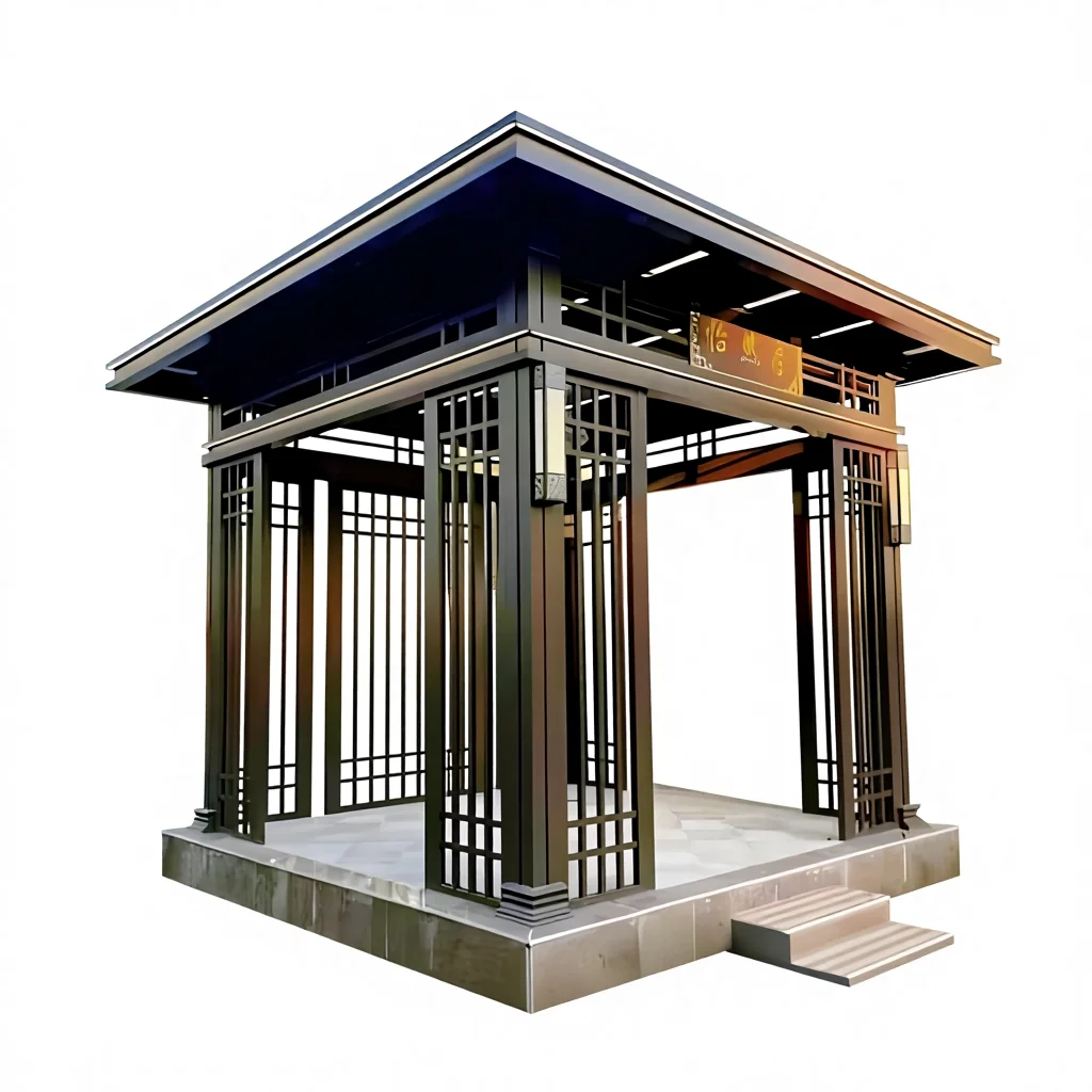 Modern Craftsmanship Custom Sunscreen Rain Light Luxury Simple Solar Powered Aluminum Alloy Pavilion for Park Courtyard Outdoor
