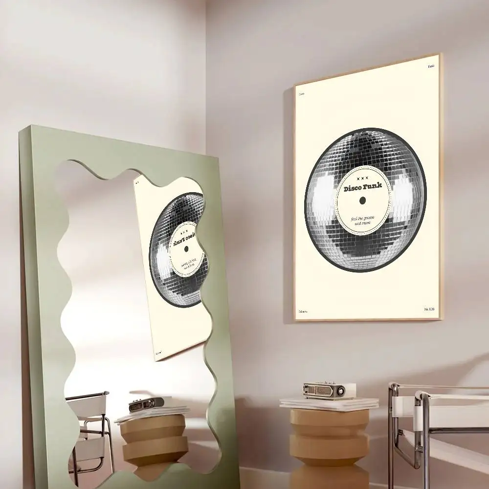 Póster autoadhesivo con diseño de Disco Funk Record, decoración de pared para habitación, sin marco, HD