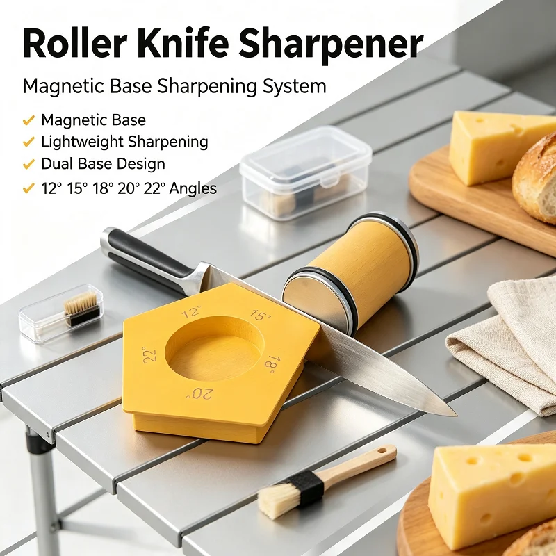 Portable Fixed Angle Roller Sharpener 12/15/18/20/22 Degree Diamond Agate Stone Safe Rapid Kitchen Knife Grinding Polishing