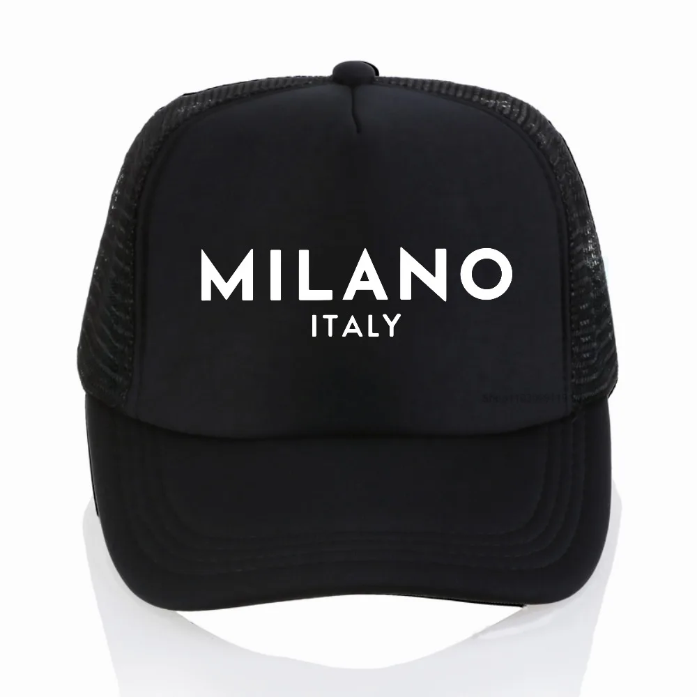 ميلان إيطاليا العلم المطبوعة قبعة بيسبول أزياء خمر عارضة للجنسين شبكة قبعات في الهواء الطلق قابل للتعديل قبعة سائق الشاحنة الصيف الهيب هوب القبعات