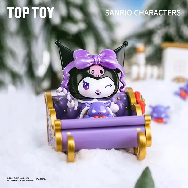 Sanrio Cartoon Kuromi Winter Sled Series Blind Box Hello Kitty Tabletop Mini Ornament Children'S Collection Toys Birthday Gifts