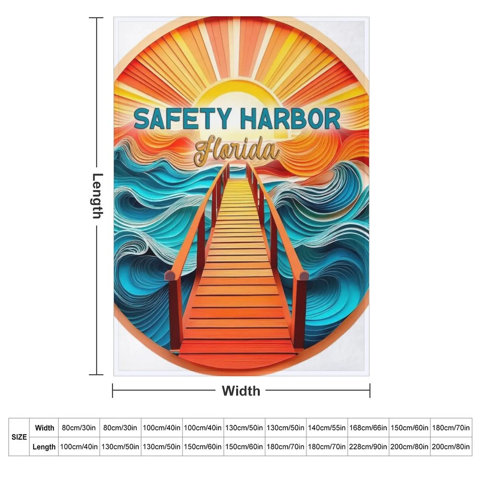 Safety Harbor Florida Retro Vintage Sunset Artwork Throw Blanket Sleeping Bag Camping For Sofa Thin Summer Beddings Blankets