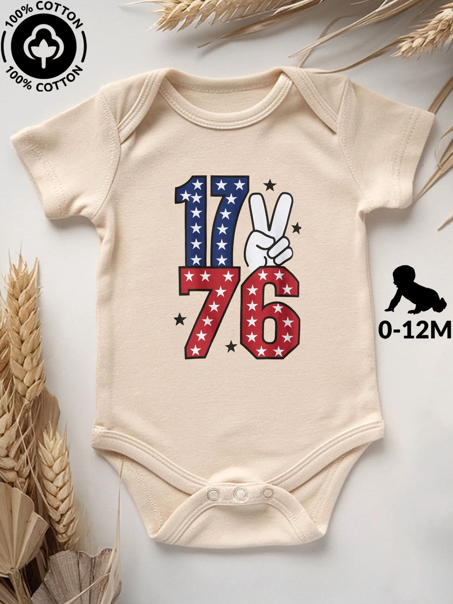 

Детский комбинезон-боди унисекс 1776 Peace Hand, 100% хлопок, мягкий, всесезонный, бежевый, для ползания, 190 г/м²