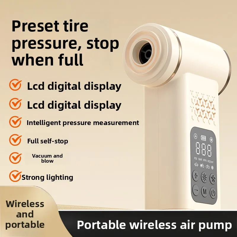

5000Pa Large Suction Multi-purpose Car Wireless Vacuum Cleaner Outdoor Emergency Portable Smart Tire Digital Display Air Pump