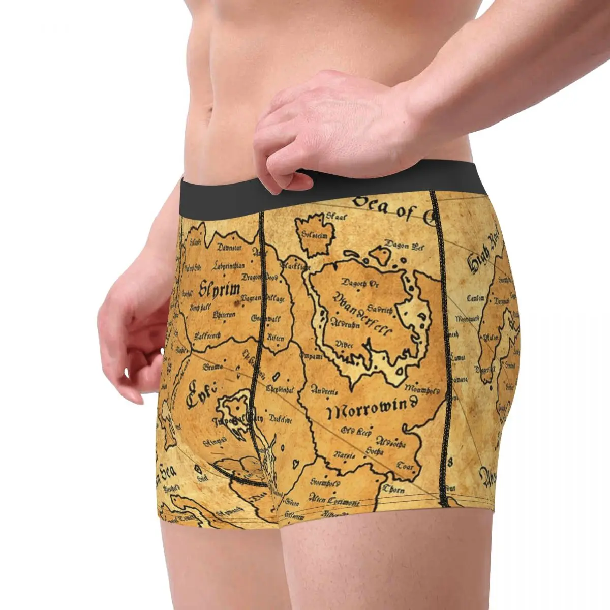 Cuecas boxer shorts o mapa de tamriel calcinha masculina respirável roupa interior para homme homem namorado presente