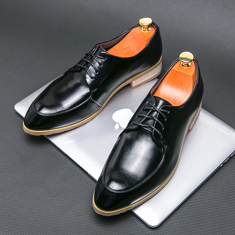 

2024 Casual Derby Shoes for Men Fashion Business Formal Men Work Dress Shoes Driving Classic Leather Shoes Black Wedding Shoes