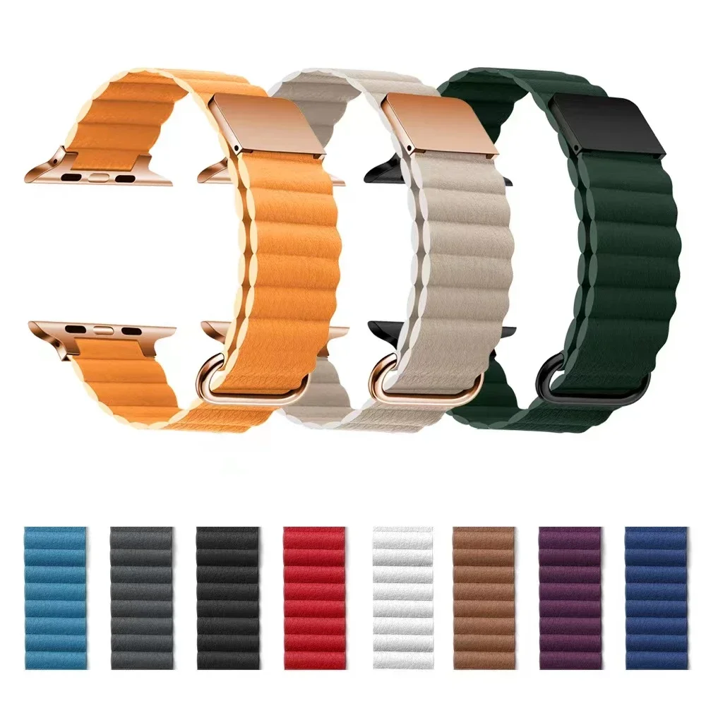 

Leather Magnetic Bracelet For Apple Watch 10 42/46mm 9 8 7 45mm 41mm Metal Stainless Steel Band iWatch 6 5 4 3 SE 44mm 42mm 40mm