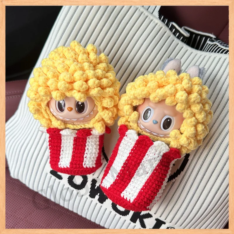 

Виниловый наряд для куклы Labubu, головной убор ручной работы с попкорном, обруч для волос, шляпа, костюм, набор Forlabubu Generation 123, совместимый