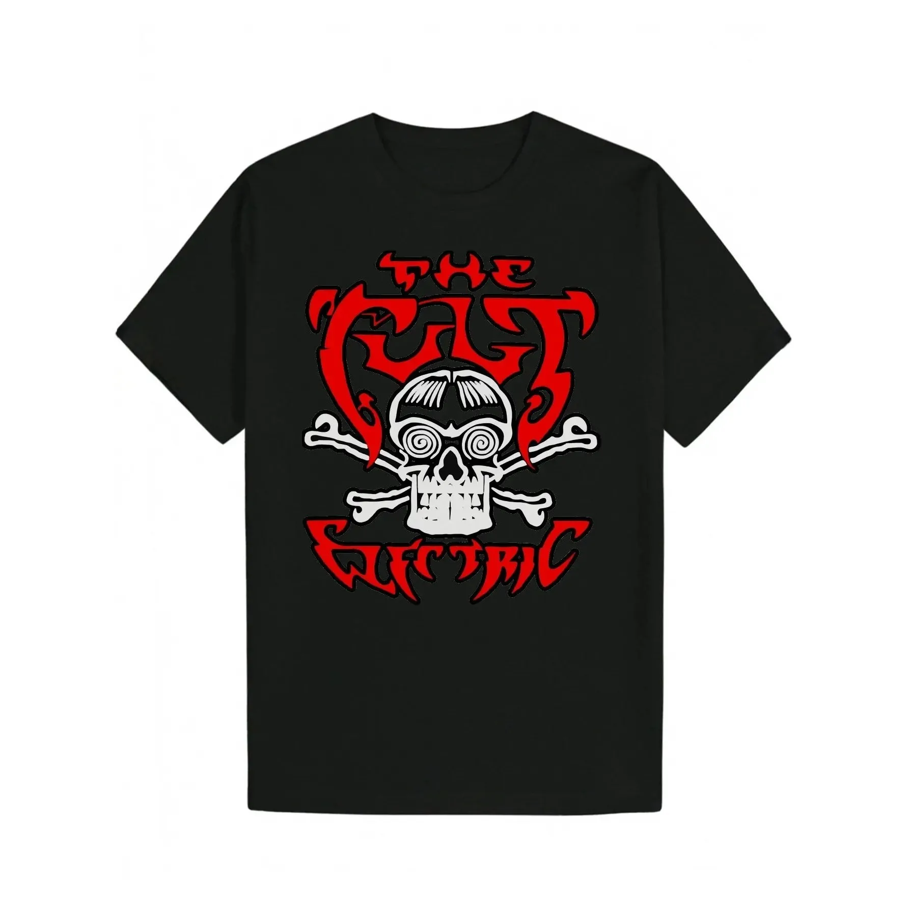 

The Cult Electric Skull Graphic Print Round Neck Short Sleeve Casual Cotton T-Shirt for Men