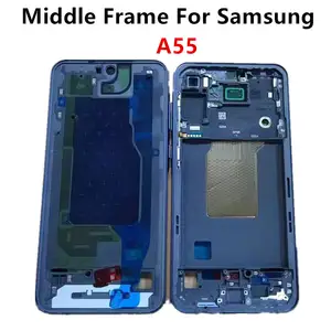 Bilashmart A556 Samsung Galaxy A55 5G Middle Frame Housing Board LCD Faceplate Bezel Replace Repair Parts + Side Buttons