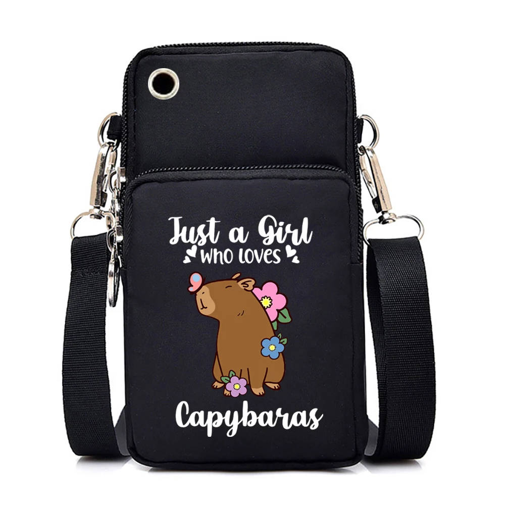 Cute Capybara Print Small Handbags Cartoon Women Crossbody Bags Harajuku Purse Shoulder Bag Teen Girls Mini Mobile Phone Bag