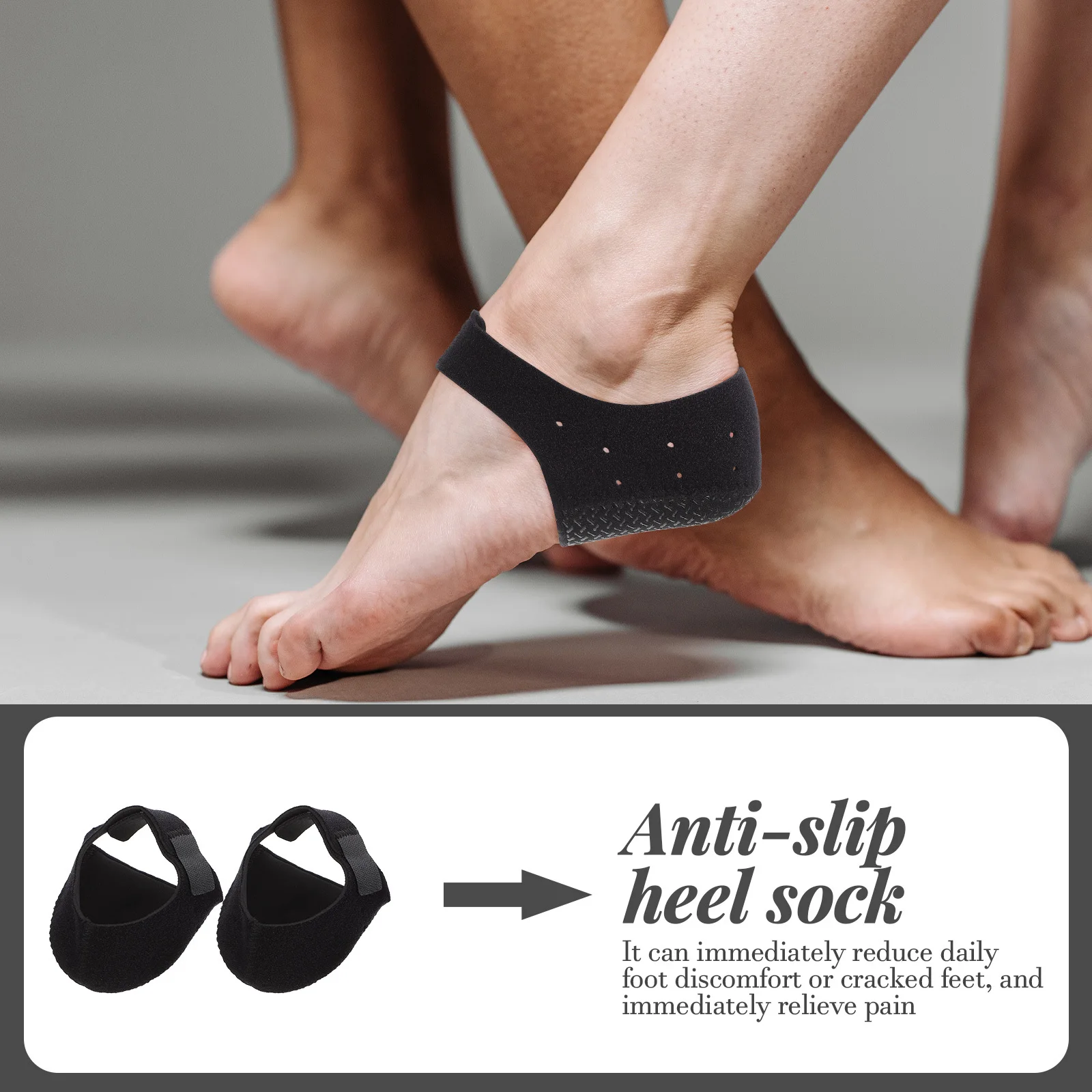 1 Pair Non-Slip Heel Protective Covers Breathable Shock-Absorbing Heel Pads For Pain Relief Elastic Support Foot Care Tool