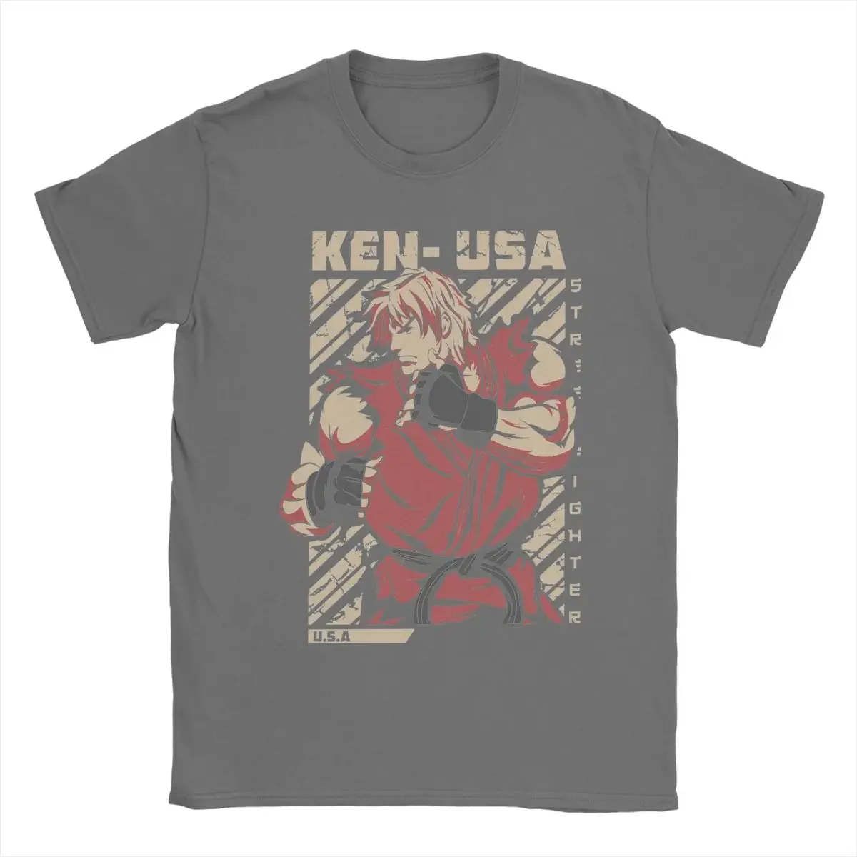 تي شيرت رجالي أصلي بياقة مستديرة تي شيرت كين ماسترز ستريتس المقاتلين الفكاهة 100% قطن تي شيرت بأكمام قصيرة لعبة تي شيرت مضحك #4