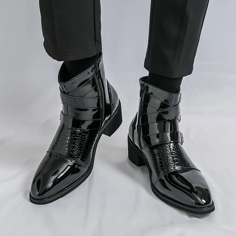 

Fashionable Pointed Men's Motorcycle Boots Brand Outdoor Man Comfortable Walking Boots High-quality Western Cowboy Leather Boots