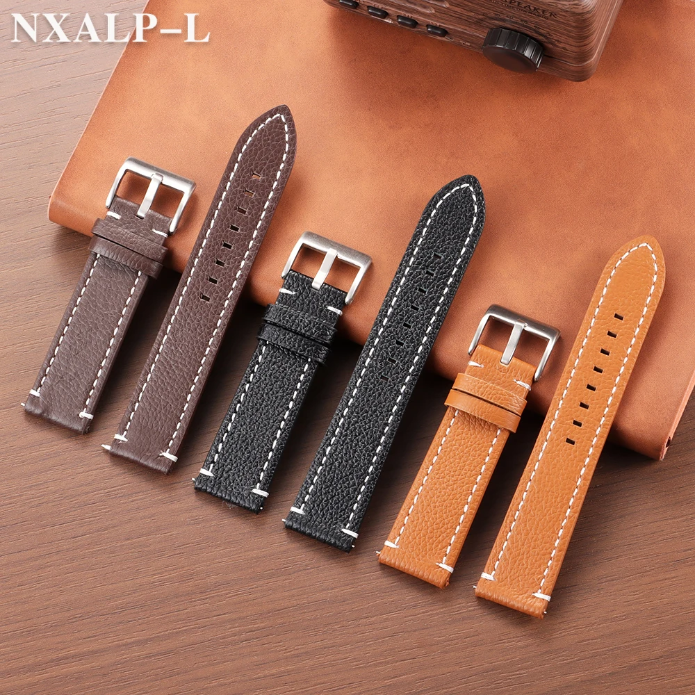 مزدوجة الوجهين جلد البقر الساعات 18/19/20/21/22/24 مللي متر جلد العجل حزام ساعة اليد للنساء الرجال الرياضة الأعمال براكليت الإفراج السريع