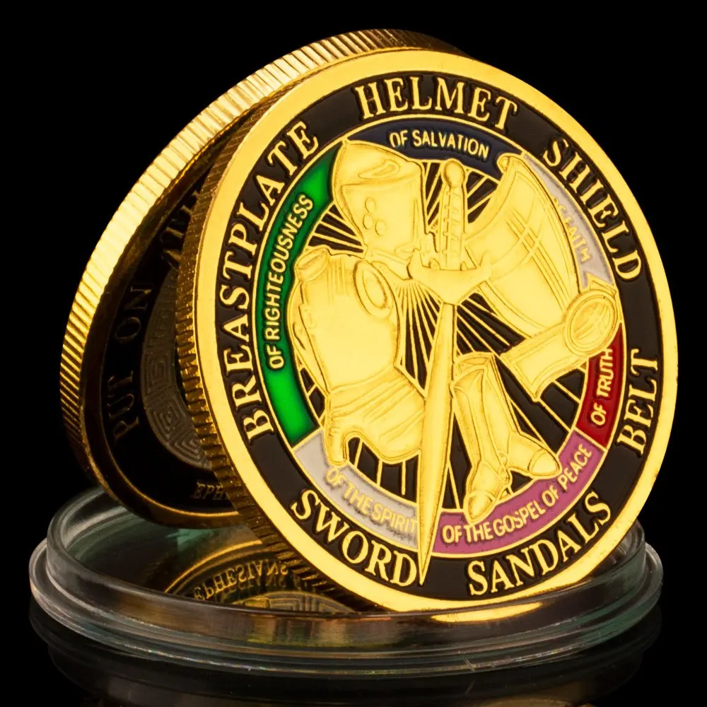 Put on The Whole Armor of God Commemorative Challenge Coin Collection Gift Gold Coins Collectibles the US coins