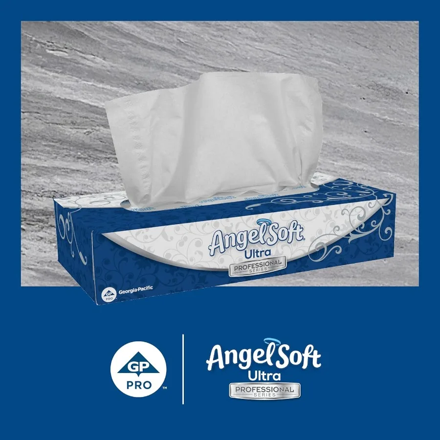 GeorgiaPacific Angel Soft Ultra Professional Series Premium 2Ply Facial Tissue for Office and Home Use 126 Sheets per Box 10 Fl