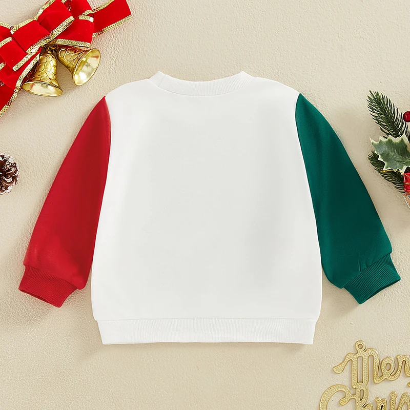 Felpa per bambini a maniche lunghe girocollo con stampa di Babbo Natale con cappuccio pullover top costume natalizio per ragazzi e ragazze