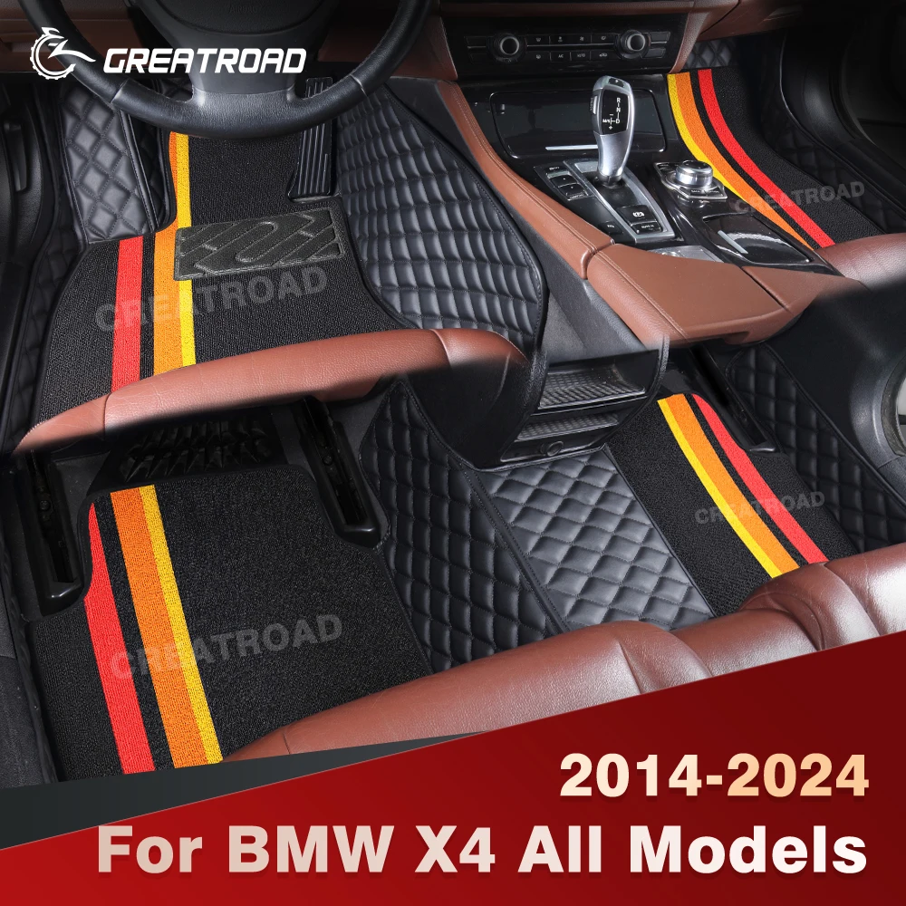 

For BMW X4 All Models F26 G02 2014-2024 Double Layer Car Floor Mats Custom Auto Carpet Cover Interior Accessories