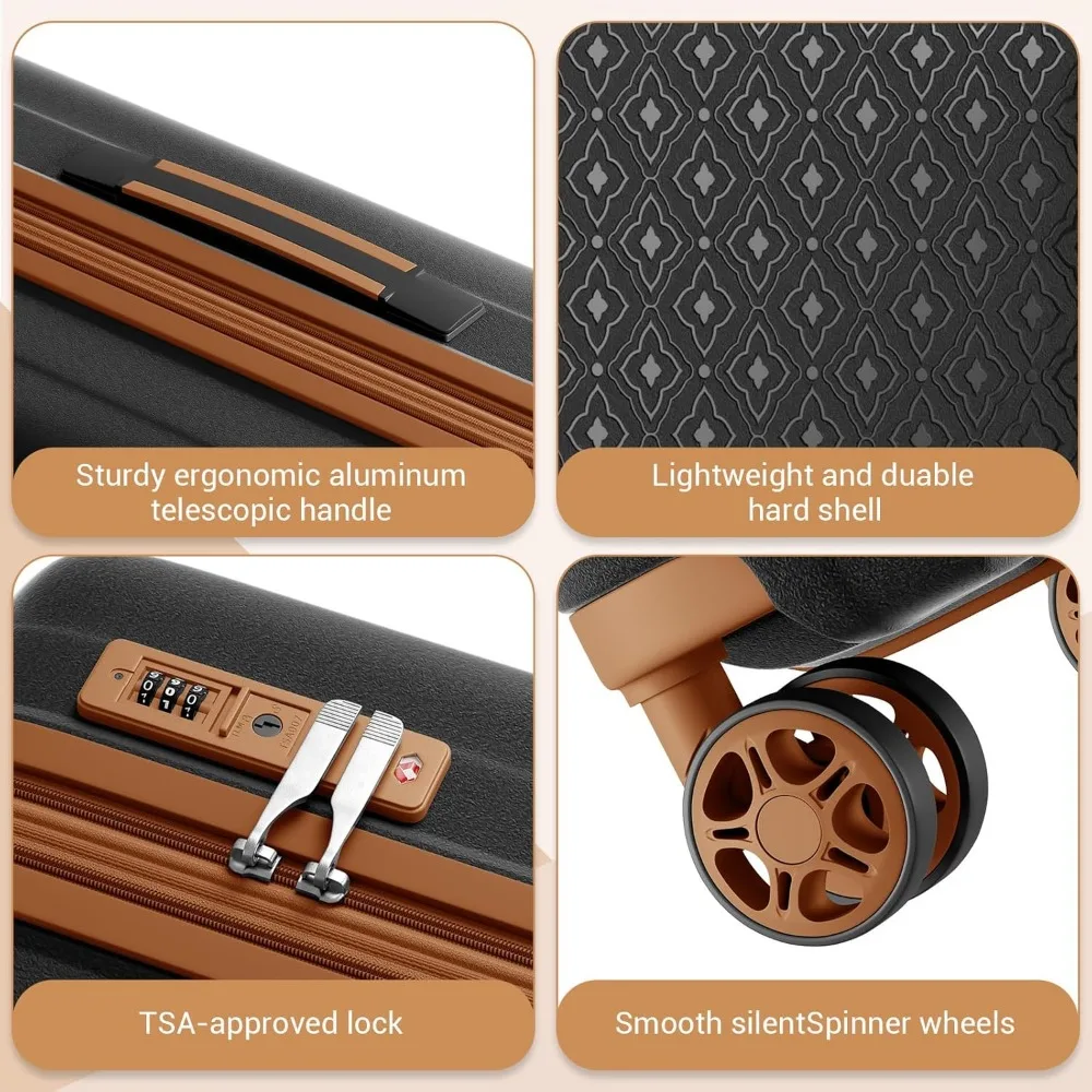 20인치 내구성 있는 확장형 하드 쉘 여행 가방, 짧은 여행용 TSA 잠금장치 및 숨겨진 컵 홀더 포함, 이상적인 여행 동반자