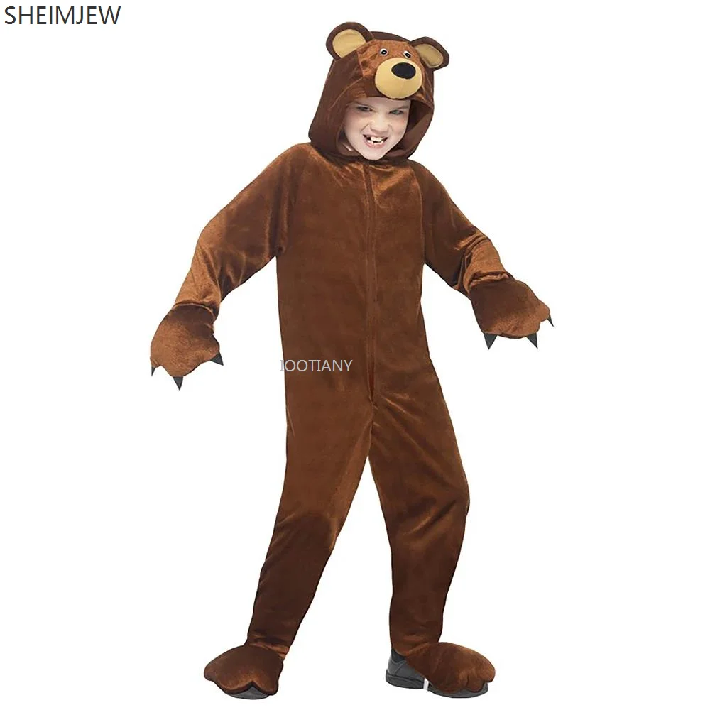 Unisex Rown Bear Cosplay Performance Costumes Animal Bear Role Play Outfits Carnival Holiday Stage Showing Fancy Dress New