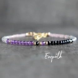 Empath Protection Bracelet with Black Tourmaline Rose Quartz Amethyst Labradorite, Crystals Jewelry