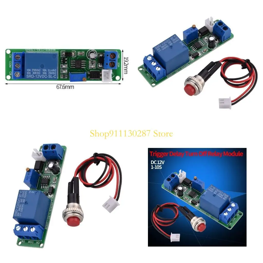 

J1HC Delay Off Switching Module 12V Adjustable Timer Delay Turn OFF Module Timing Relaying Time Switching 1~10s Timer Module