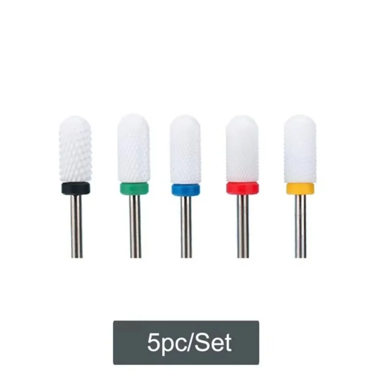 5 قطعة مسمار السيراميك لقمة ثقب مخروطي تلميح ل مانيكير الحفر الدورية آلة تلميع القاطع إزالة هلام الاكريليك الملحقات