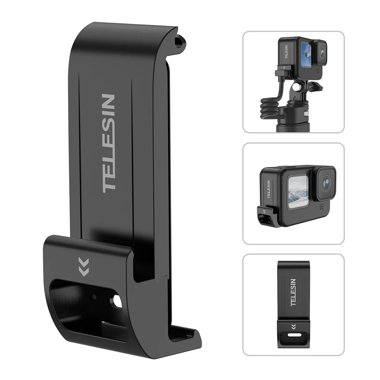 

TELESIN Battery Door Cover Water Snow Resistant Protective Case with Type-C Charging Port Mount for GoPro Hero 12 11 10 9 Black