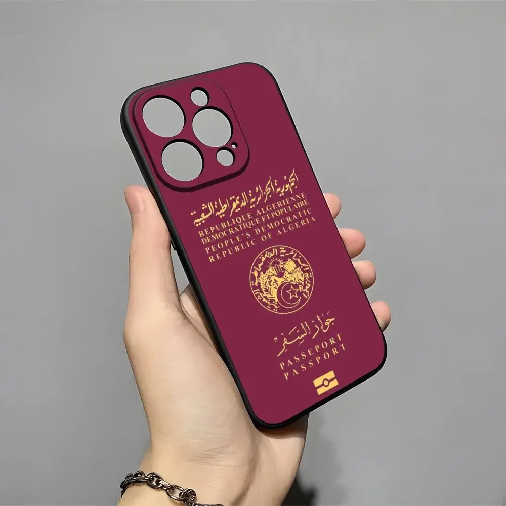Algeria Map Flag Passport Phone Case For iPhone 17 16 15 11 12 14 13 Pro Max Mini XS XR 7 Plus 17E Air Shockproof Silicone Cover view 4