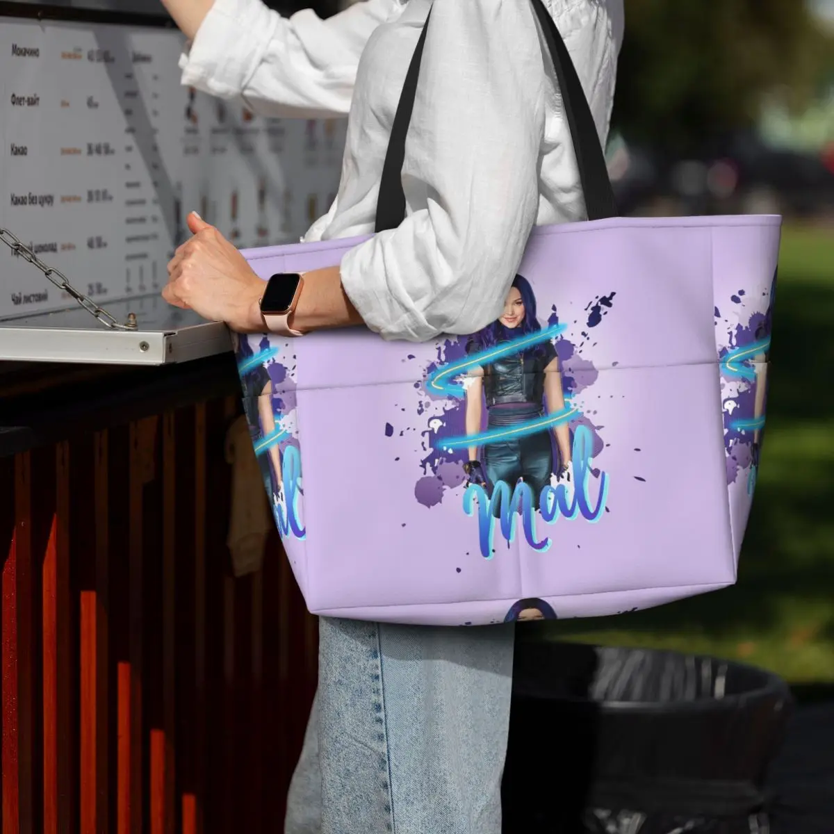 

Пляжная большая сумка Mal - Descendants 3, спортивная сумка для занятий йогой в тренажерном зале, большая большая сумка, женская дорожная сумка, сумка для фитнеса