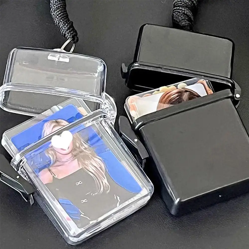 Transparent Photocards Storage Box With Rope Photo Organizer Idol Photo Holder Multipurpose Plastic Album Case Container