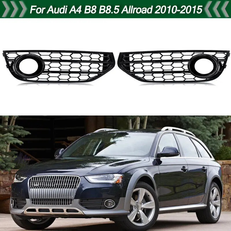 

For Audi A4 B8 B8.5 Allroad 2010-2015 Gloss Black Front Fog Light Grille Cover