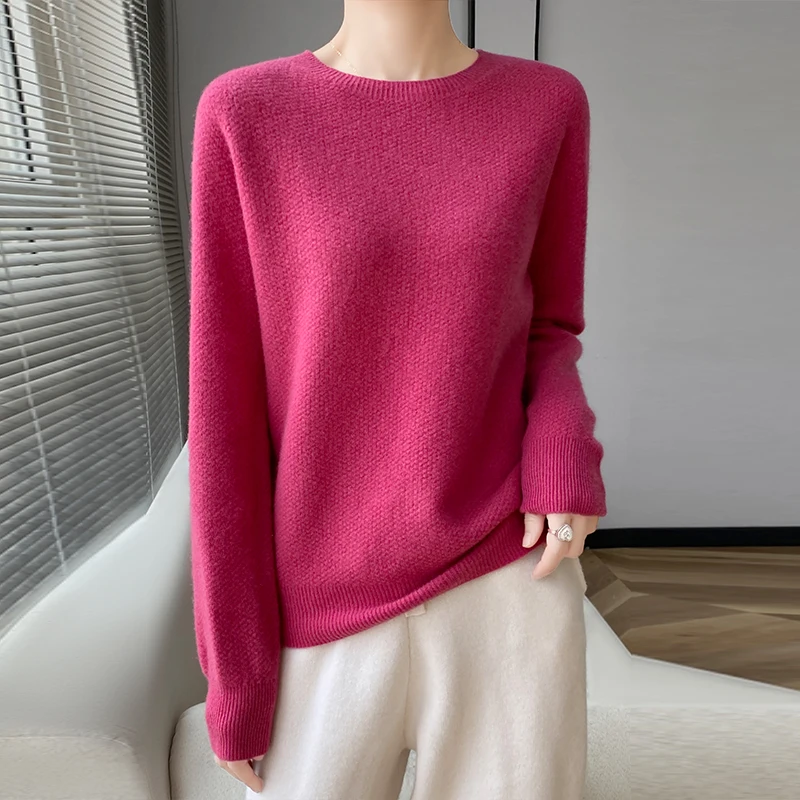 100% lana Cashmere maglione donna o-collo Pullover Casual lavorato a maglia Top autunno e inverno nuova giacca da donna moda coreana