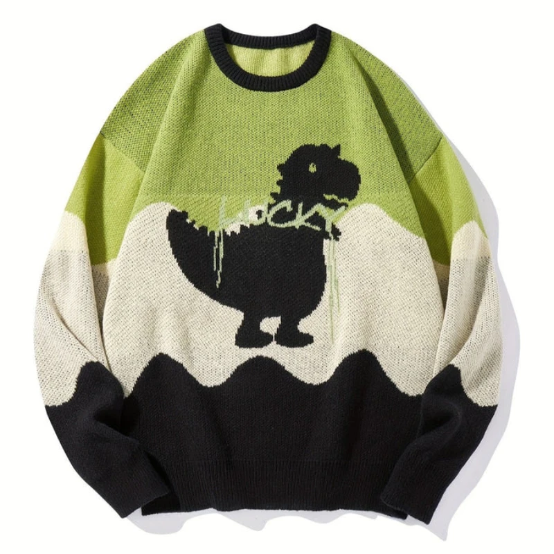 Autumn/Winter y2k New Gothic Dinosaur Cute Sweater Outdoor Sports Sweater Hip Hop Animal Pattern Warm Emo Knitted Sweater