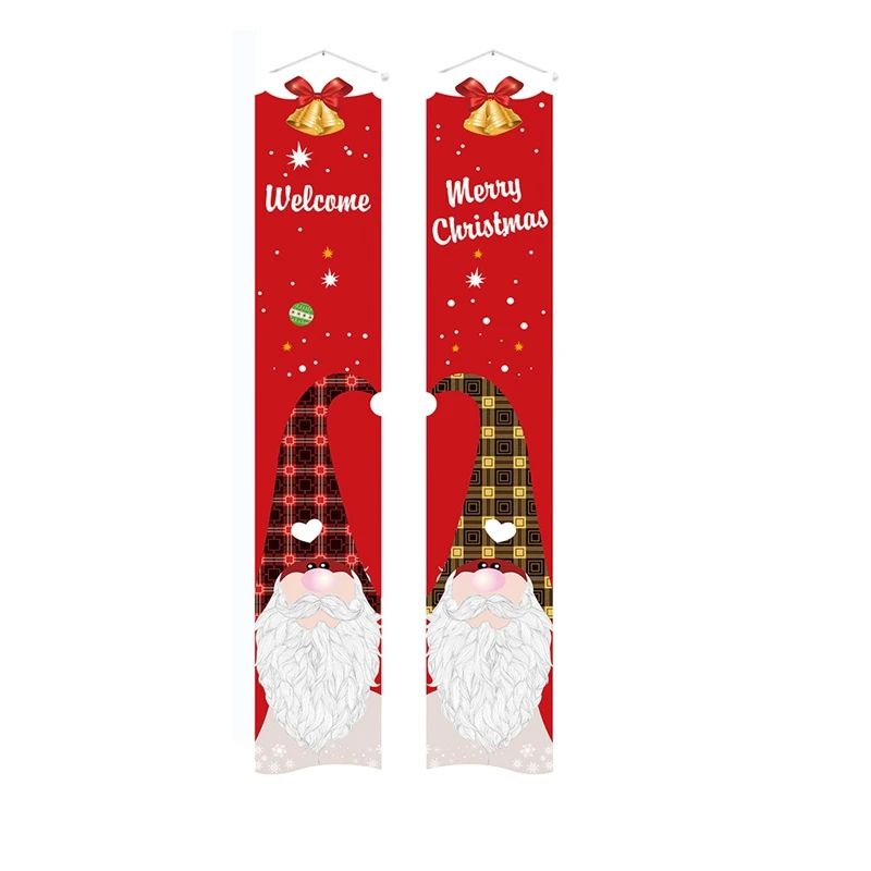 ตกแต่งระเบียงคริสต์มาส Xmas Gnome Porch ป้ายยินดีต้อนรับแบนเนอร์วันหยุดตกแต่งประตูสําหรับ Christmas Party
