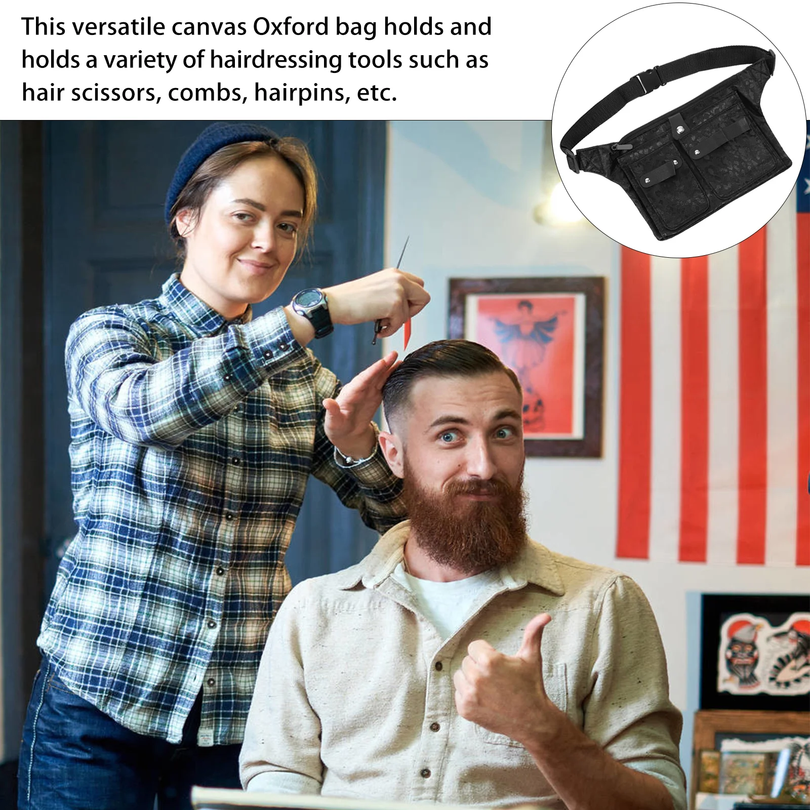 

Scissors Pouch Canvas Hairdressing Waist Bag Compact Multi Pocket Barber Scissors Kit Hairdressing Waist Bag