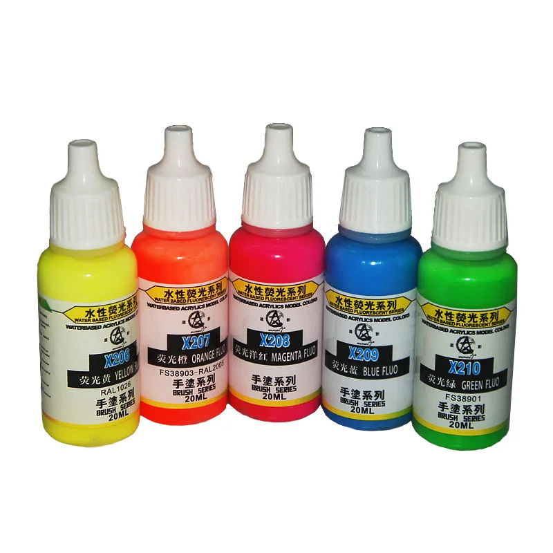 20ML Fluorescent Colors  Water Based Flat Acrylic Paint Coating For DIY Military Tank Ship Plane Soldier Model Kit Tool