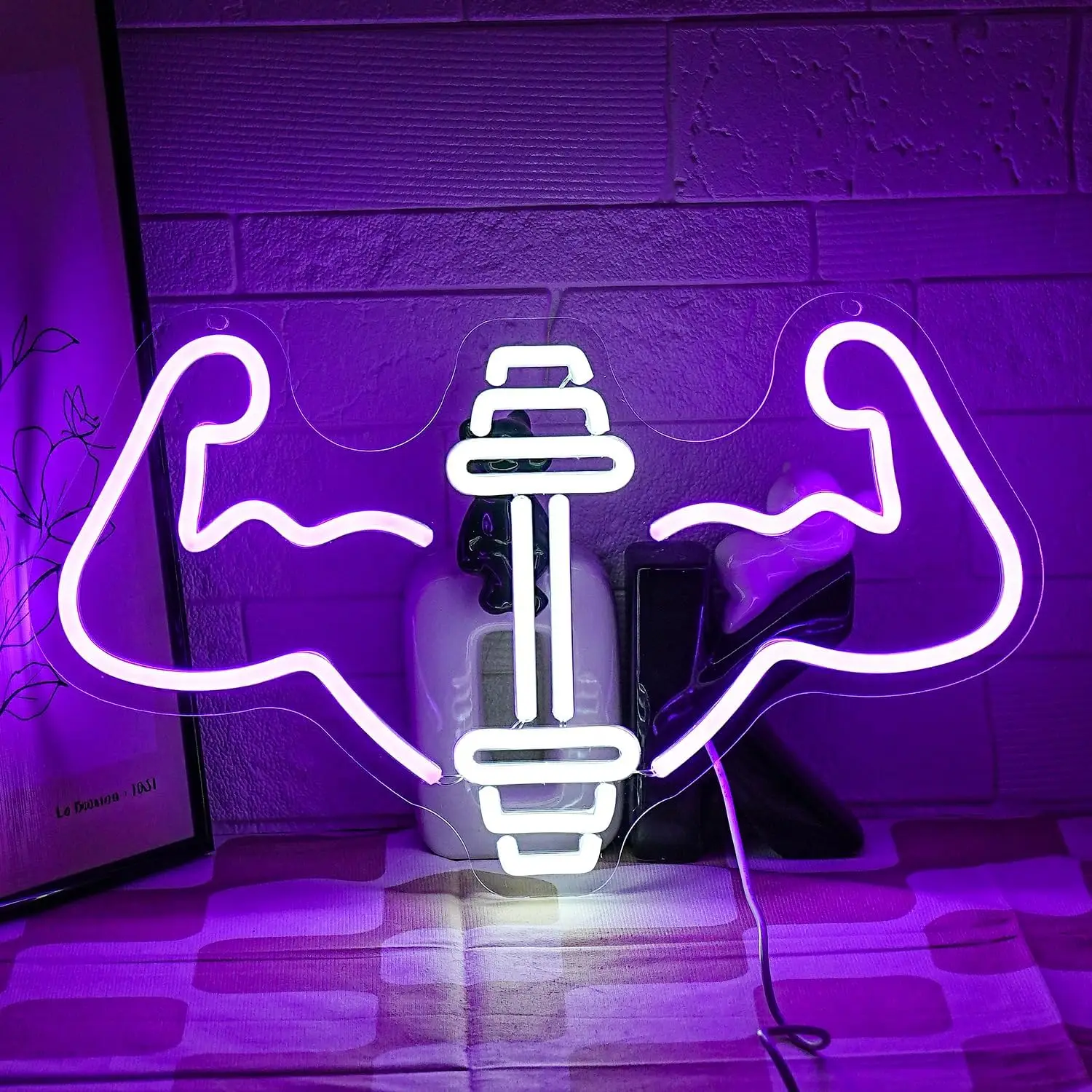 Letrero de neón con mancuernas, luz de neón LED regulable por USB para Gymmer Room, culturismo, Fitness, Club, gimnasia, arte de pared, decoración, regalo