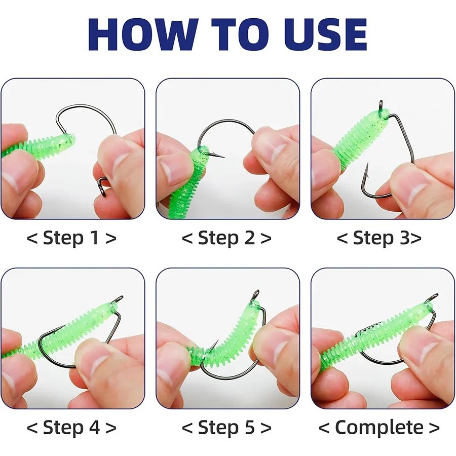 Fishing Offset Worm Hook Offset Fishing Hooks Round Bend Offset Worm Hooks Wide Gap Hooks with Barbed Shank Jigs