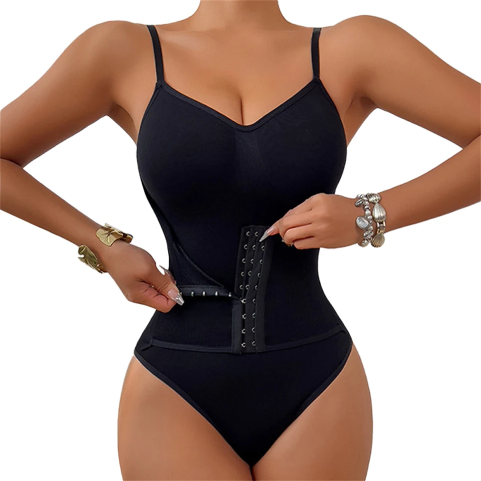 Becirzet Damen-Bodysuit mit Haken, Bauchkontrolle, Body Shaper, Taillentrainer-Gürtel, Bauchreduzierung, Schlankheits-Shapewear – Detail 3