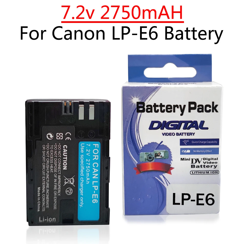 

LP-E6 LPE6 LP E6 Digital Camera Battery for Canon EOS 7D,60D,70D,80D,5DS,6Da ,5D Mark II,5D Mark IV,6D Mark II,7D Mark II,CX10