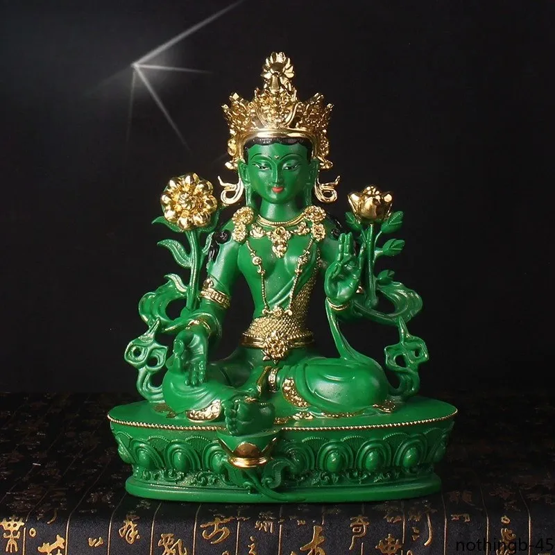 Buddha Statue Resin Green Tara Bodhisattva Buddha Altar Worship Ornaments