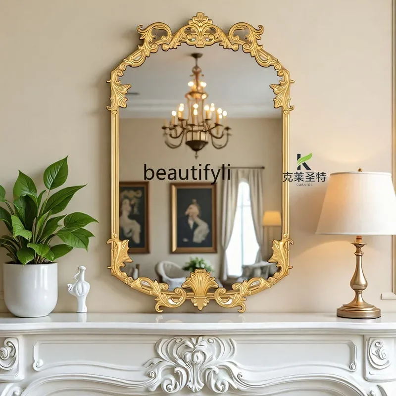 

A55 European retro carved decorative mirror bedroom vanity makeup mirror bathroom mirror wall hanging