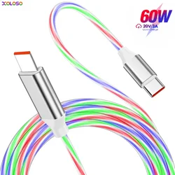 USB C Cable Fast Charging 60W Type C To Type C  LED Glowing Charging Cable for IPhone 15 Pro Max Samsung  S24 OPPO VIVO Xiaomi
