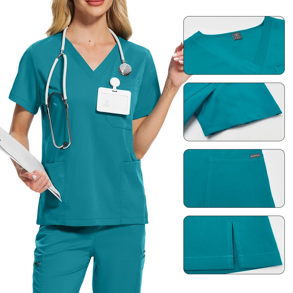 Uniformes de soins infirmiers de dentisterie à col en v de nombreuses couleurs, ensembles d'anesthésiste pour femmes, uniformes médicaux pour femmes, pantalons à jambes de jogging, ensembles d'infirmière médicale