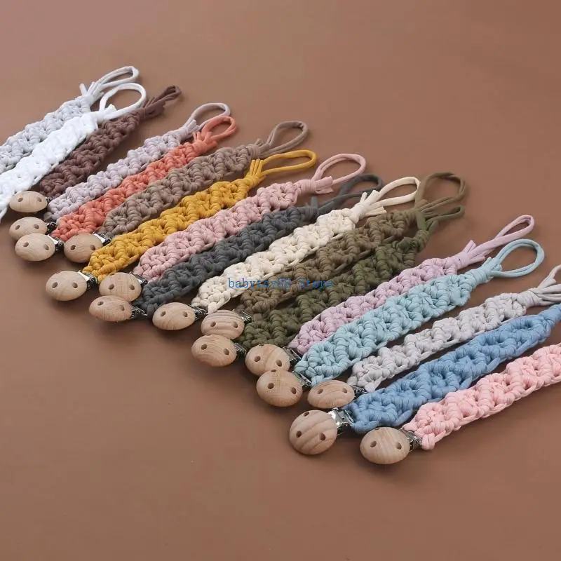 Y4UD ฝ้ายทำด้วยมือถักจุกโซ่จุกจิกอ่อนทารกทารกแรกเกิดปลอบใจจุกนม Beech Clip Baby Chew Toy Christmas ของขวัญ
