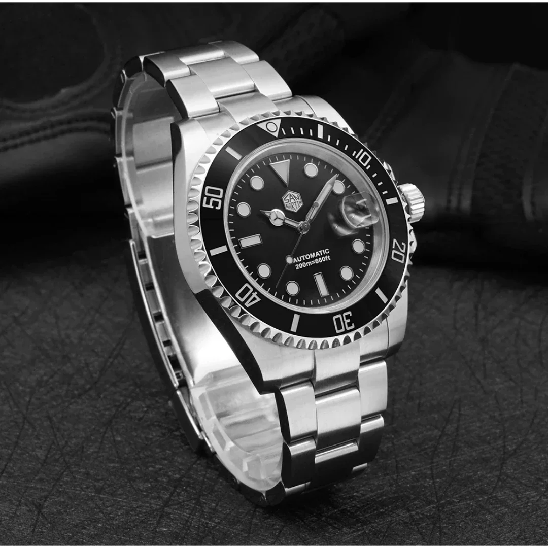 San Martin 41mm Mens Diver Watch Luxury Water Ghost PT5000 Automatic Mechanical Sapphire Date Cyclops 20Bar BGW-9 Luminous SN019