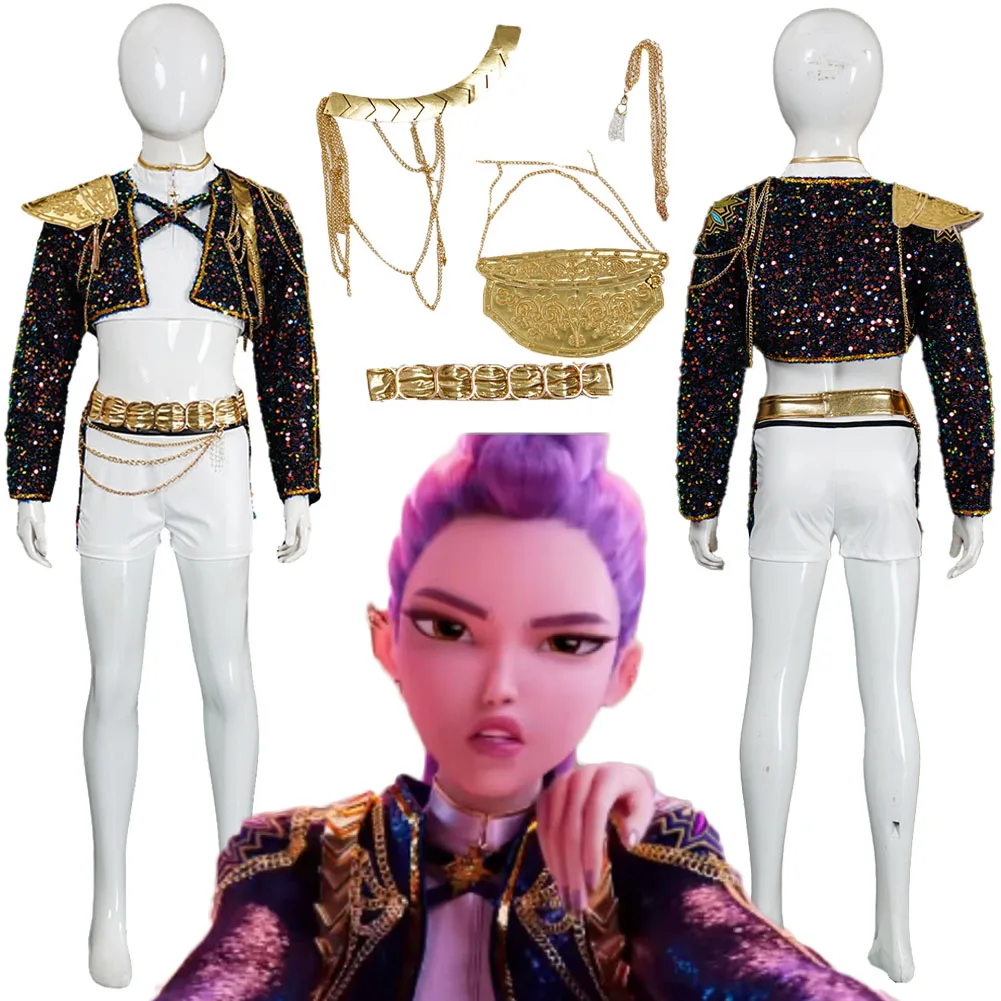 

Rumi Kids Demon Hunter of KPop, черная детская одежда для косплея, костюм для ролевых игр на Хэллоуин для девочек, карнавальные костюмы для вечеринок